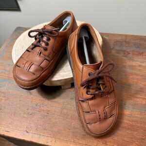 Birkenstock Bodega Woven Leather Boat Shoes EU 41 W10 M8 Brown Fisherman Boho